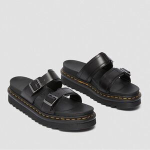 Dr. Martens MYLES BRANDO LEATHER BUCKLE SLIDE SANDALS new sz 10